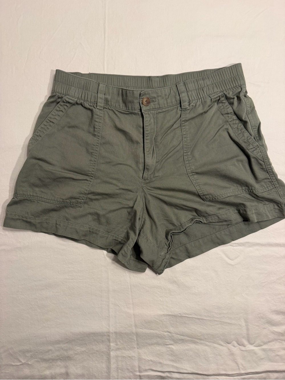 Gap Lightweight Cotton Blend Utility Shorts L Olive Green